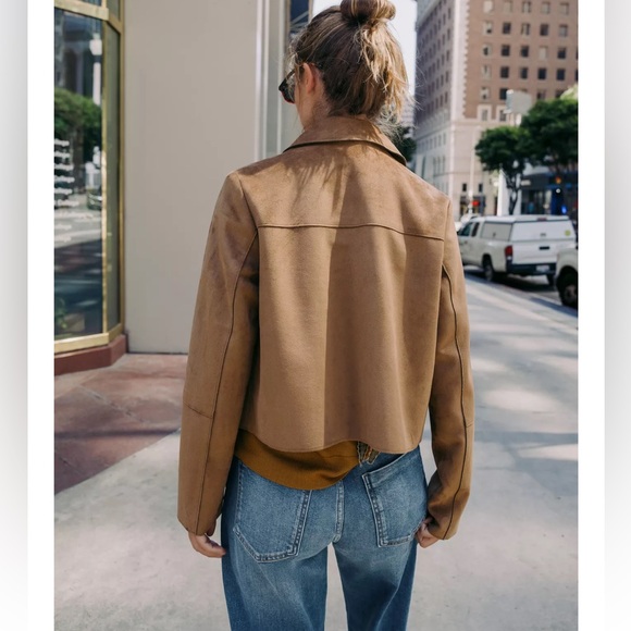 Zara FAUX SUEDE CROPPED JACKET - Picture 4 of 9